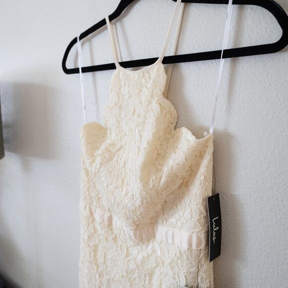 Lulu’s Zenith Floral Length Scalloped Halter Dress - Picture 3 of 7